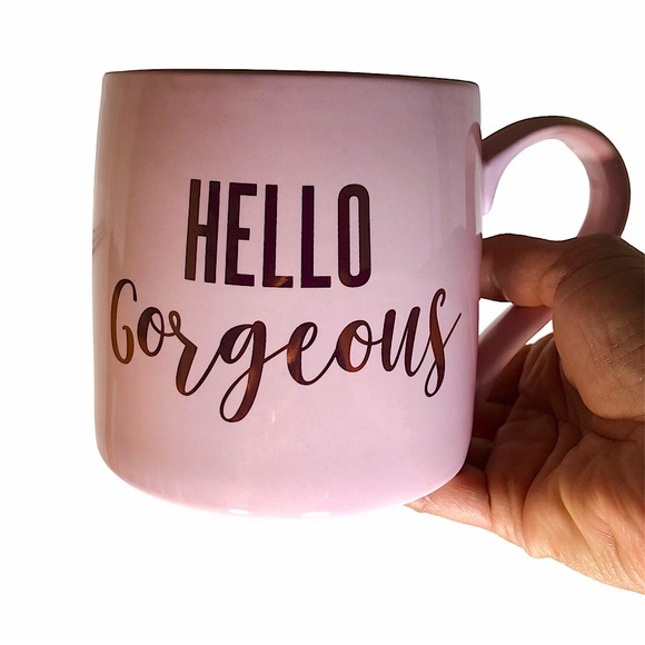 Slant Collections Other - Slant Collections Ceramic Light Pink / Gold HELLO Gorgeous Coffee Mug 20oz